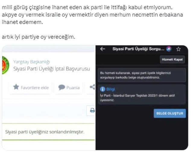 Yeniden Refah'ın Cumhur İttifakı'na katılmasının ardından istifalar başladı! e-Devlet üzerinden üyelik iptali yapıyorlar
