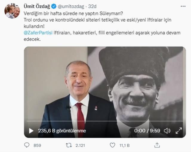 Ümit Özdağ'ın saat 21:00'da yayınlayacağı video nedir? 23 Eylül Cuma Ümit Özdağ'ın paylaşımı ne, açıklaması ne, ne videosu paylaşacak, nasıl izlenir?