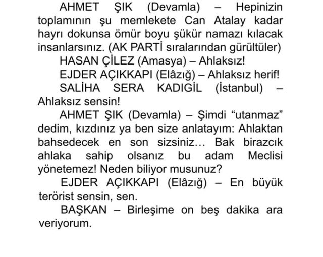 Ahmet Şık ve Alpay Özalan arasındaki yumruklu kavga Meclis tutanaklarında