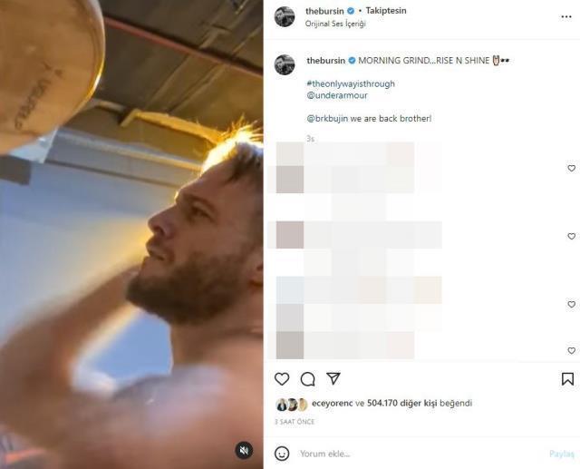 Kerem Bursin boks yaptığı anları paylaştı, notu gören herkesin aklına Hande Erçel geldi