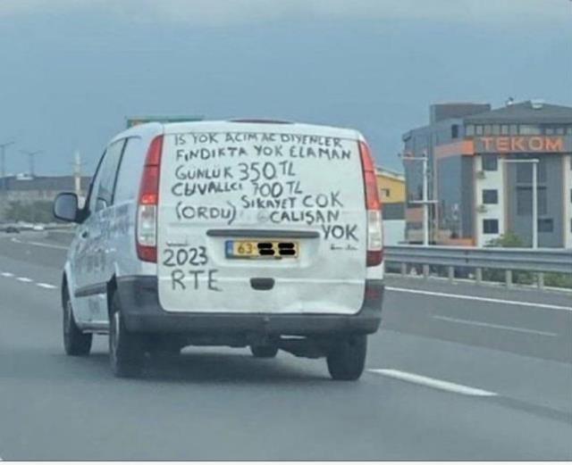 Ordulu gurbetçinin arabasının arkasına yazdığı not şaşkınlık yarattı: Günlük 700 TL'ye işçi yok