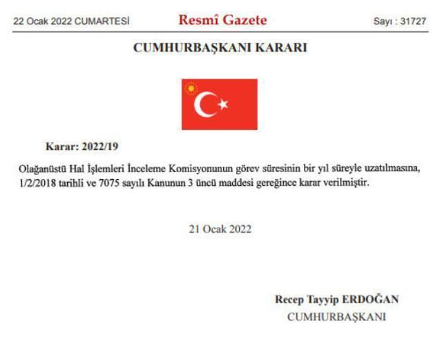 OHAL Komisyonu'nun görev süresi bir yıl uzatıldı