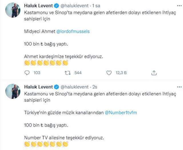 'Durum ciddi' diyen Haluk Levent, selden felaketi yaşayan bölgeler için bağış toplamaya başladı