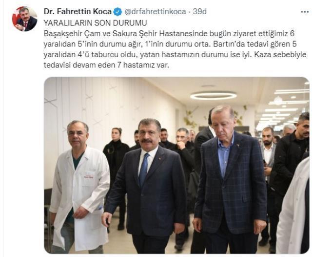 Bakan Koca, Bartın'daki maden faciasındaki yaralılarla ilgili son durumu aktardı: 4'ü taburcu oldu