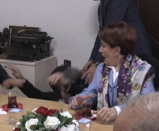 Akşener'in ziyaretine damga vuran an! Sandalye kırılınca yanındaki isim kendini yerde buldu