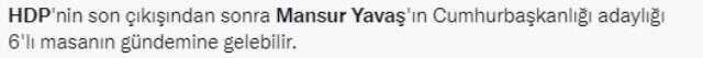 HDP'nin keskin çıkışı sonrası Mansur Yavaş ismi Twitter'da gündeme oturdu