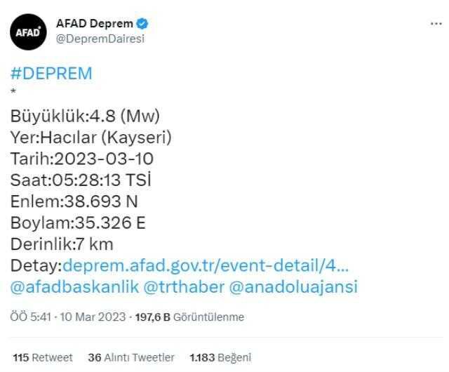 Kayseri'de yıkılan yer, bina var mı? Kayseri depremden etkilendi mi? Kayseri deprem ölü, yaralı var mı?