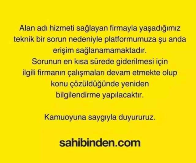 İlan sitesi sahibinden'e erişilemiyor! Şirketten açıklama geldi