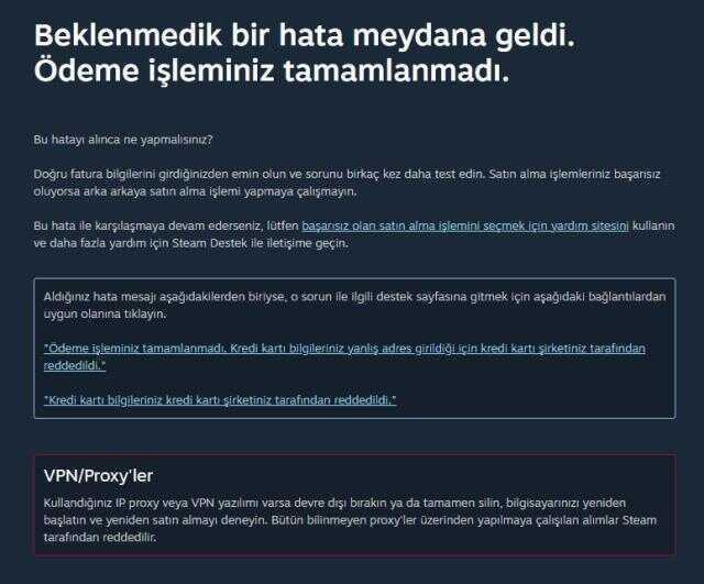 'Beklenmedik bir hata meydana geldi Ödeme işleminiz tamamlanmadı' hatası nasıl çözülür?