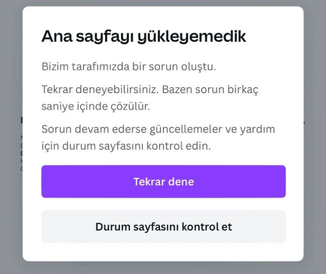 Canva çöktü mü? Canva neden açılmıyor, ana sayfa neden yüklenmiyor? Canva erişim problemi!