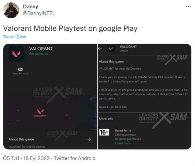 Valorant Mobile'ın detayları Google Play Store'dan sızdırıldı