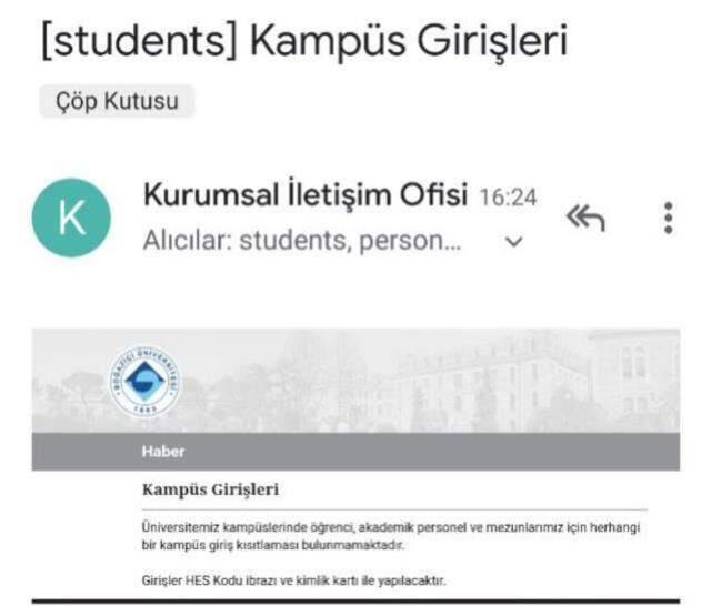 Melih Bulu'nun görevden alınmasının ardından mezunlara getirdiği giriş yasağı kaldırıldı