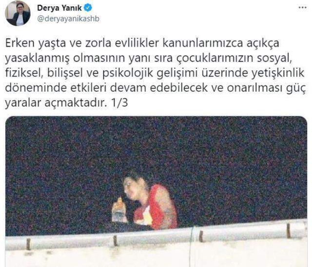 Aile ve Sosyal Hizmetler Bakanı Yanık'tan erken yaşta ve zorla evliliklerle ilişkin paylaşım