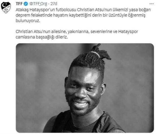 Acı haberi menajeri verdi! Enkaz altındaki Hataysporlu futbolcu Atsu hayatını kaybetti