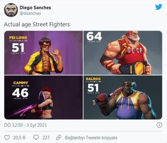 Street Fighter hayranı, karakterlerin gerçek yaşlarını çizdi
