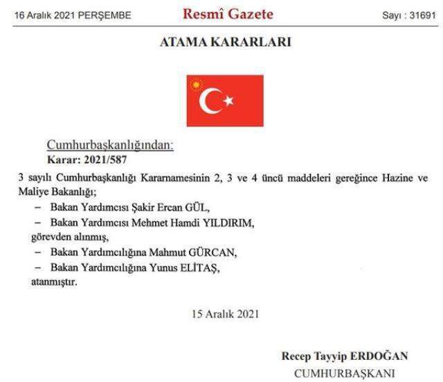 Hazine ve Maliye Bakanlığı'nda iki isim görevden alındı, yerlerine atama yapıldı