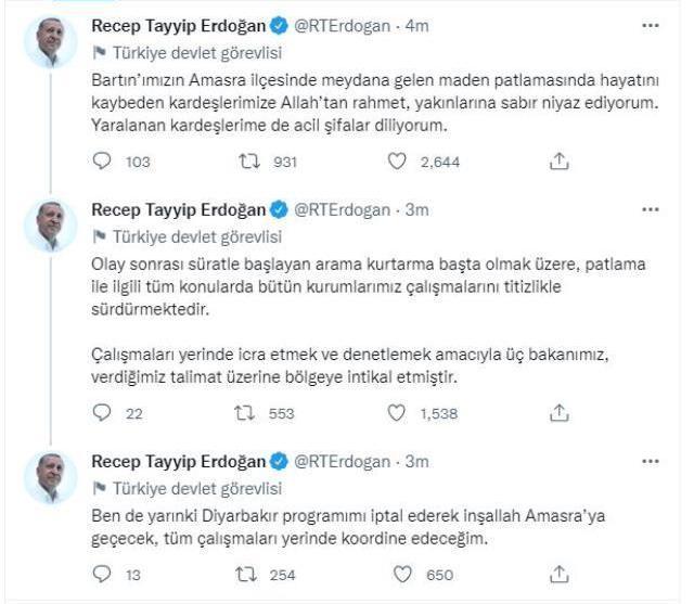 Cumhurbaşkanı Erdoğan tüm programlarını iptal etti, kurtarma çalışmalarını koordine etmek için Bartın'a gidiyor