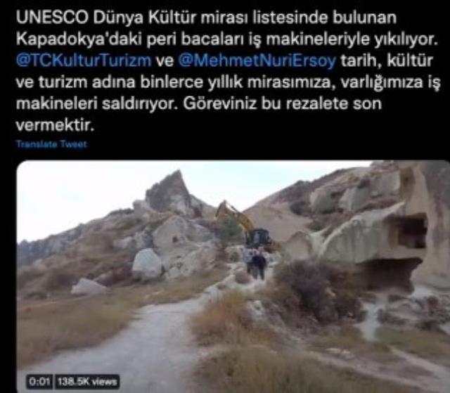 Yol yapımı sırasında peribacalarının yıkıldığı iddiası