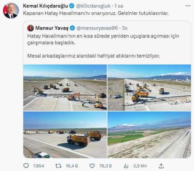 CHP'li belediyelerin deprem bölgesindeki çalışmalarını paylaşan Kılıçdaroğlu: Gelsinler tutuklasınlar