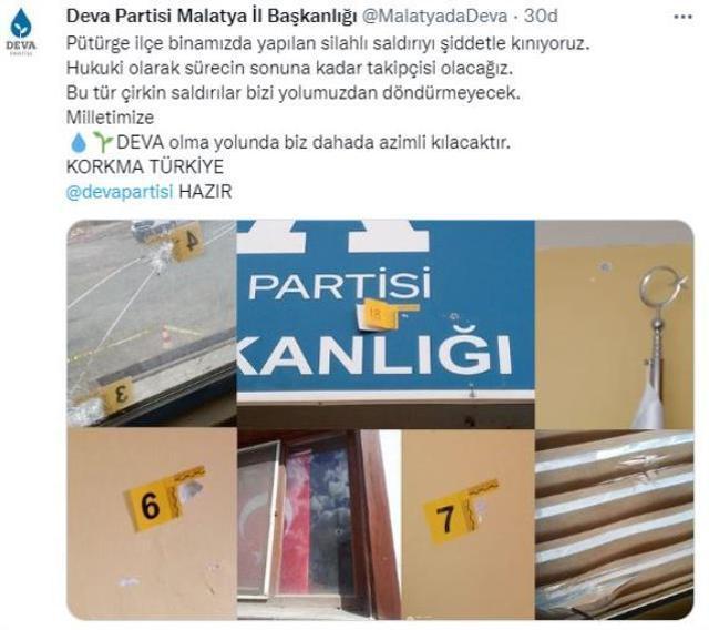 DEVA Partisi Pütürge ilçe binasına silahlı saldırı