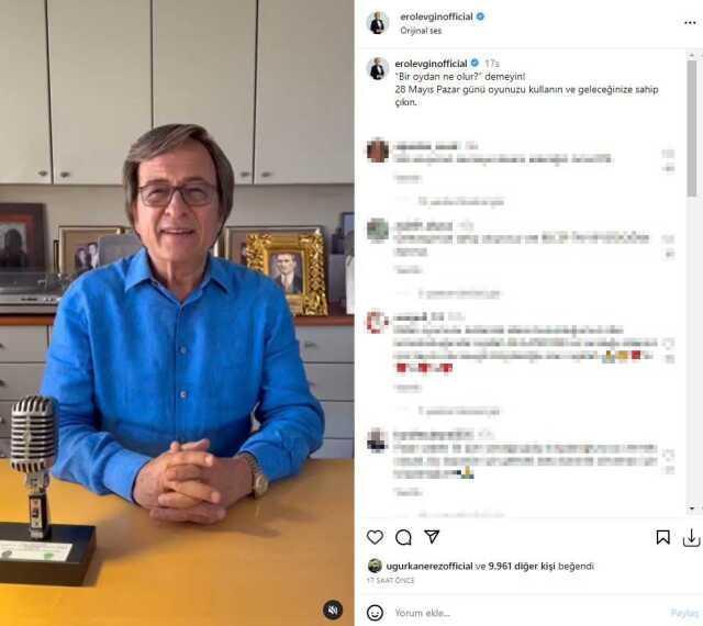 Sanatçı Erol Evgin'de 28 Mayıs çağrısı: Oyunuzu kullanın, geleceğinize sahip çıkın