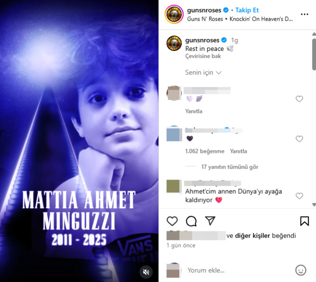 Guns N' Roses konserinde Mattia Ahmet Minguzzi anıldı