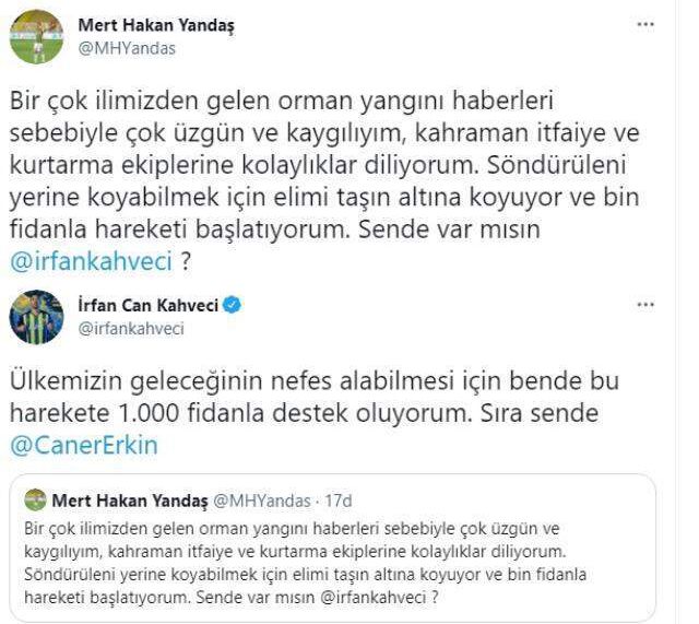 Bin fidan bağışı yapan Mert Hakan Yandaş, İrfan Can Kahveci'ye meydan okudu