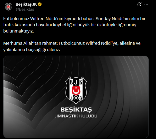 Beşiktaşlı yıldızın babası trafik kazasında hayatını kaybetti