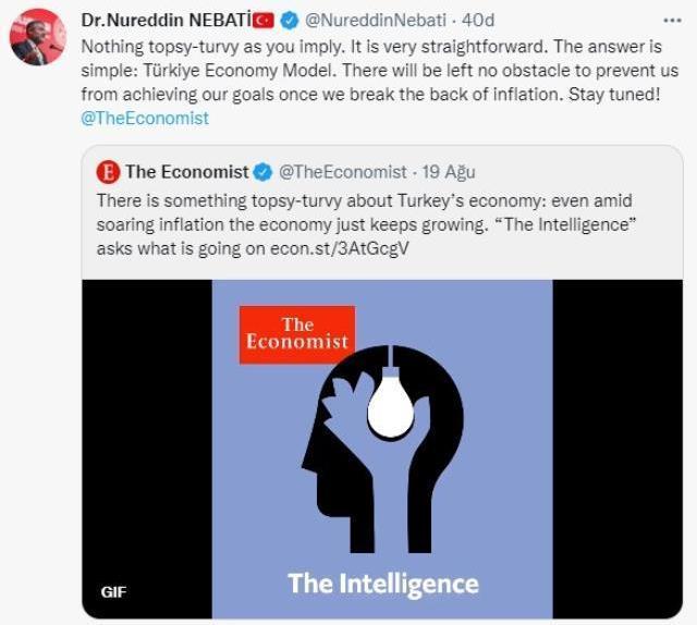 Bakan Nebati'den The Economist dergisine: Ters giden bir şey yok