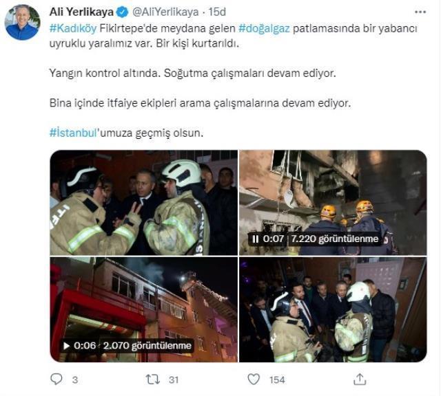 Son Dakika! Kadıköy'deki bir binada yaşanan patlama sonrası yangın çıktı