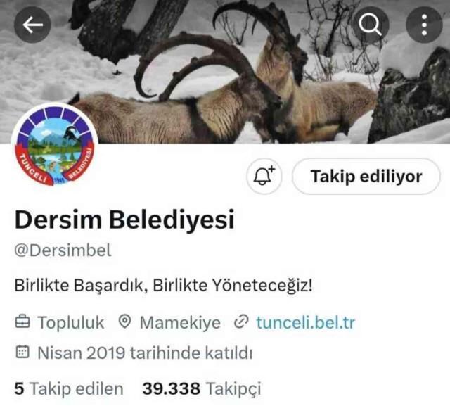 Tunceli Belediyesi'nin ismini Dersim olarak değiştirdiler, X hesabı kapattı