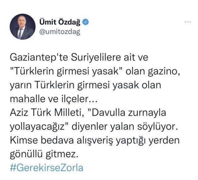 'Türklerin giremediği gazino' iddiası asılsız çıkan Ümit Özdağ paylaşımını apar topar sildi