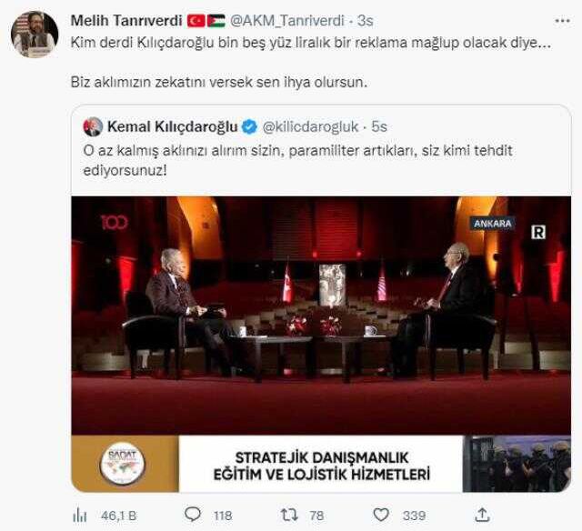 Kılıçdaroğlu'nun 'Aklınızı alırım sizin' tepkisinde bulunduğu SADAT'tan ortalığı karıştıracak reklam çıkışı