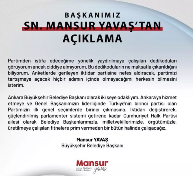 Mansur Yavaş 'istifa' iddialarına nokta koydu