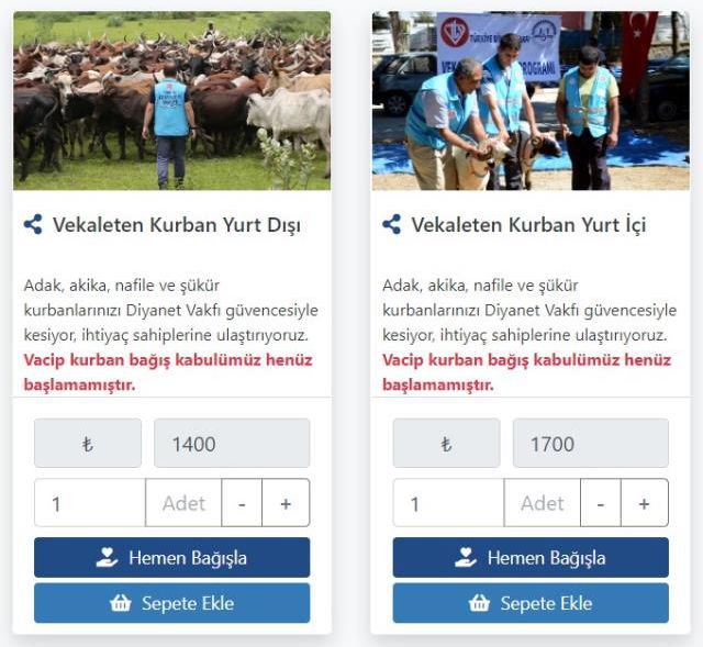 Kurban Bağışı Fiyatları 2022: Diyanet Kurban Bağış 2022 fiyatları!