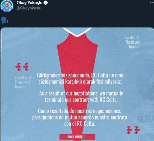 İsmi Süper Lig devleriyle anılıyordu! Okay Yokuşlu takımıyla olan sözleşmesini feshetti