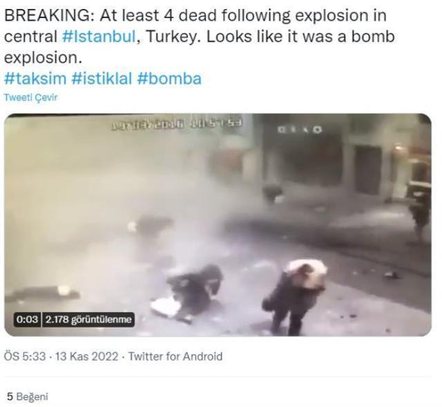 Taksim'deki bombalı saldırıya, canlı bombanın sebep olduğunu gösteren video 2016 yılına ait
