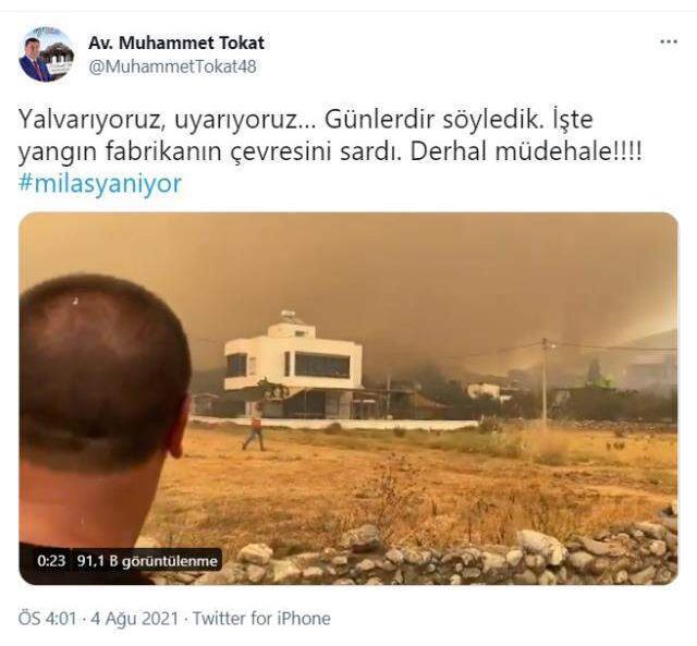 Milas'taki yangın yeniden başladı, termik santral tehdit altında