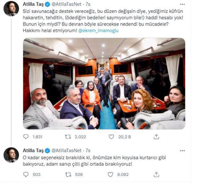 Atilla Taş, İmamoğlu'nun otobüsündeki fotoğrafa ateş püskürdü: Adam sandım, hakkımı helal etmiyorum