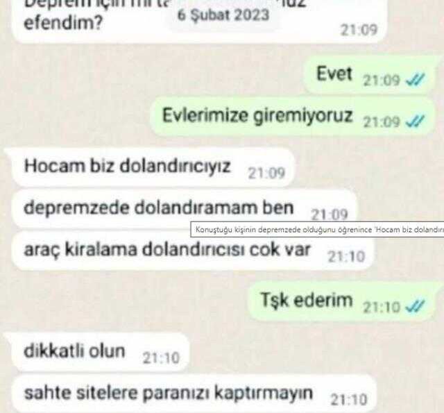 Dolandıracağı kişinin depremzede olduğunu öğrenince vicdan yaptı: Dikkatli olun, çok dolandırıcı var