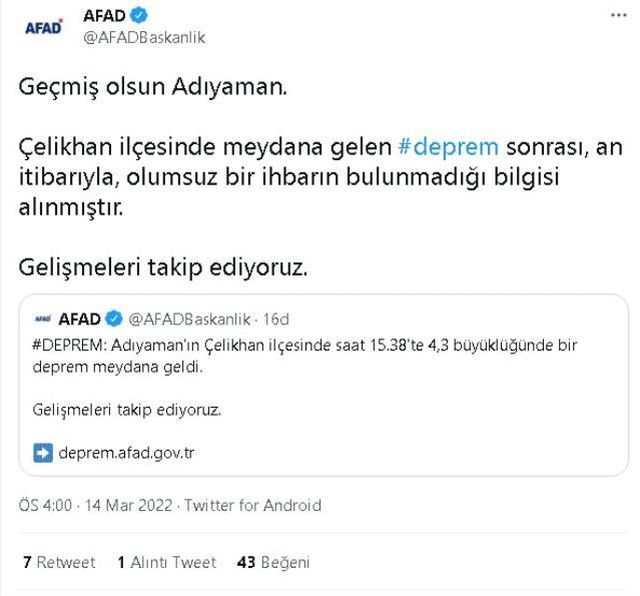 Gaziantep ve Şanlıurfa'da deprem mi oldu? 14 Mart Pazartesi 2022 nerede deprem oldu? Depremin merkez üssü neresi, hangi ilçe?