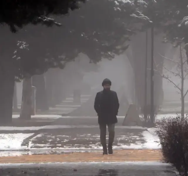 Erzurum bahar ortasında kışı yaşadı! Gece lapa lapa kar yağdı, sabah sis bastırdı