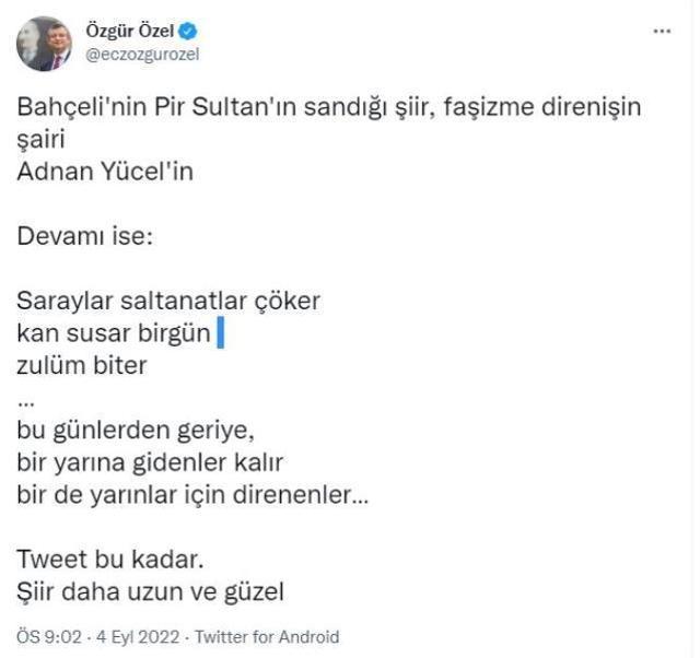 Sahalara inen Bahçeli'nin Pir Sultan Abdal'ın diye okuduğu şiir, solcu şaire ait çıktı