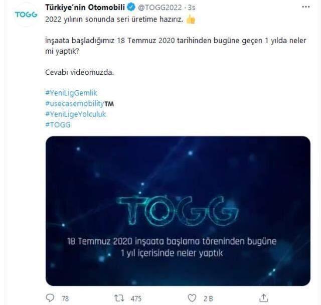 TOGG tarih verdi: 2022 yılının sonunda seri üretime hazırız