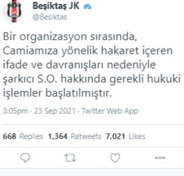 Beşiktaş'tan Serdar Ortaç'a çok ağır gönderme: Şarkıcı S.O.
