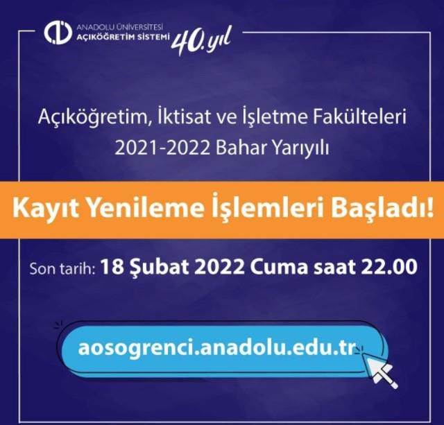 AÖF kayıt yenileme ne zaman? Açıköğretim 2022 AÖF kayıt yenileme nasıl yapılır?