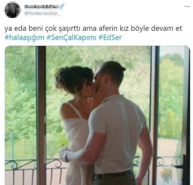 Eda ve Serkan'ın öpüşme sahnesi Sen Çal Kapımı'ya damga vurdu
