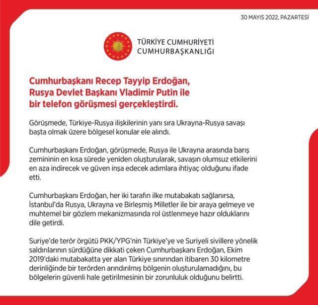 Cumhurbaşkanı Erdoğan, Rusya Devlet Başkanı Putin ile görüştü