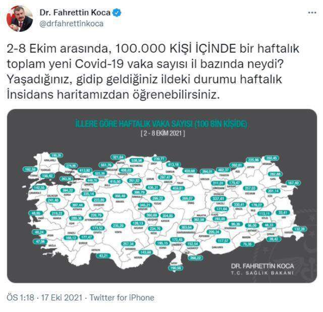 Vaka sayısı en çok artan iller hangileri? Hangi illerde vaka sayısı daha hızlı yükseliyor? Bakan Koca açıkladı!