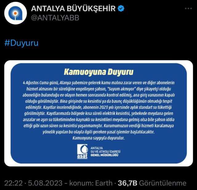'Suyum yok' diyerek belediye binasını basan vatandaşın vanasının kapalı olduğu iddiasına avukatından yalanlama